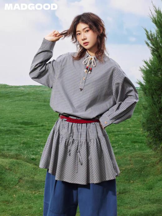 马得工地/MDGDLYQ211750/领口串珠装饰衬衫连衣裙 商品图0