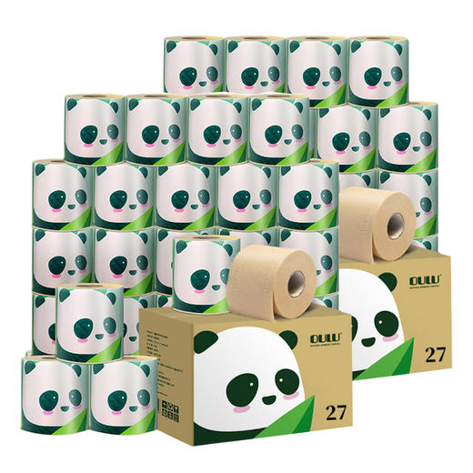鸥露 竹浆本色有芯卷纸3层125克27卷*2箱 OLWJ125B272 商品图0