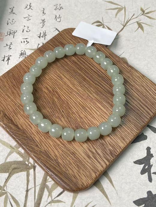 【快抱】【于田产和田玉于田料青白玉8mm苹果珠手串】出证书，发货1~5天，48小时鉴赏期 商品图2