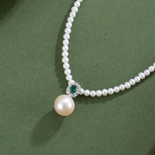 子佩集【月华永恒】银S925珍珠惜王妃项链【ZZXL008】2.8mm小珠9mm大珠绿点2601 商品图0