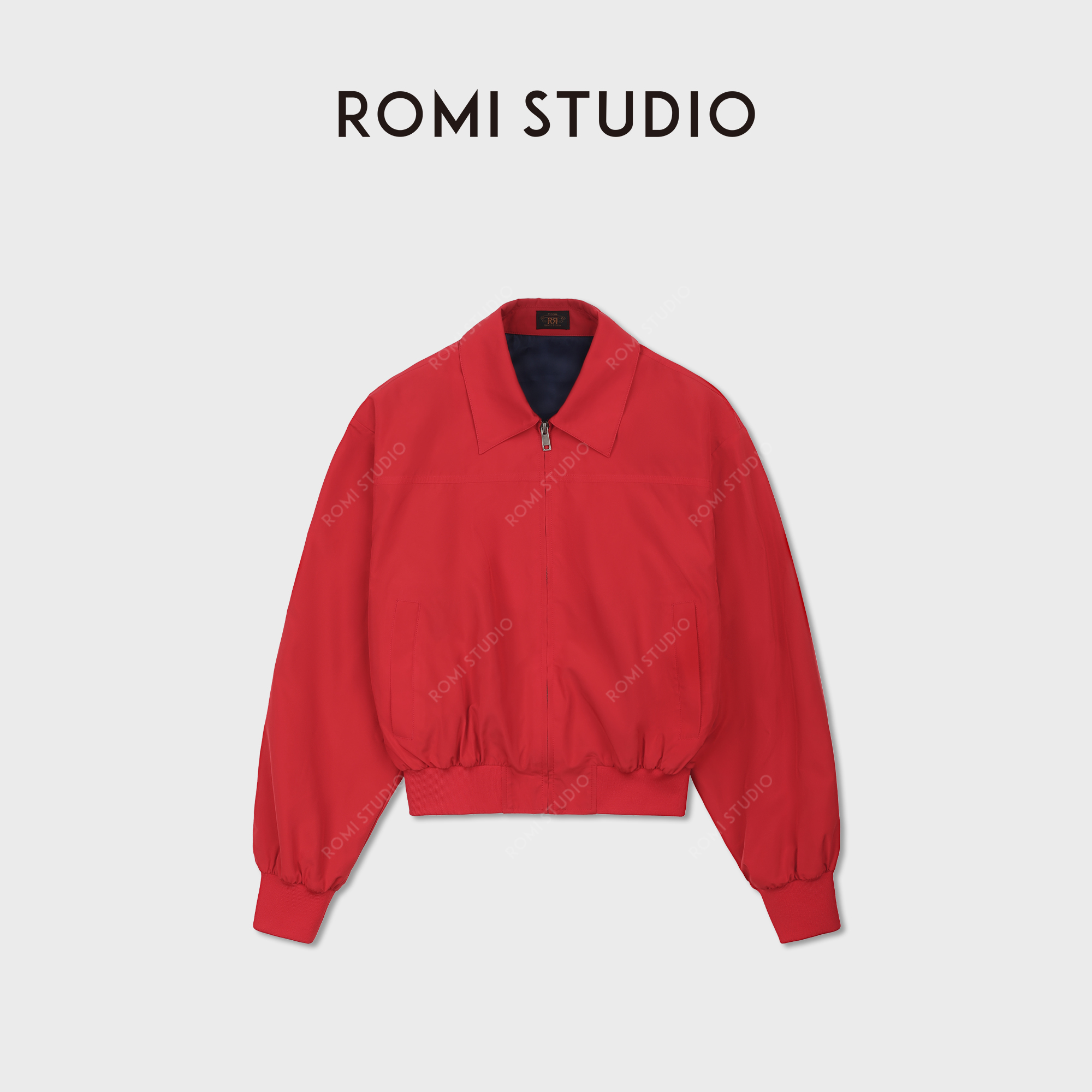 ROMI STUDIO“轻量化”复古高密纹理绒感红短夹克外套RWDSWL2597
