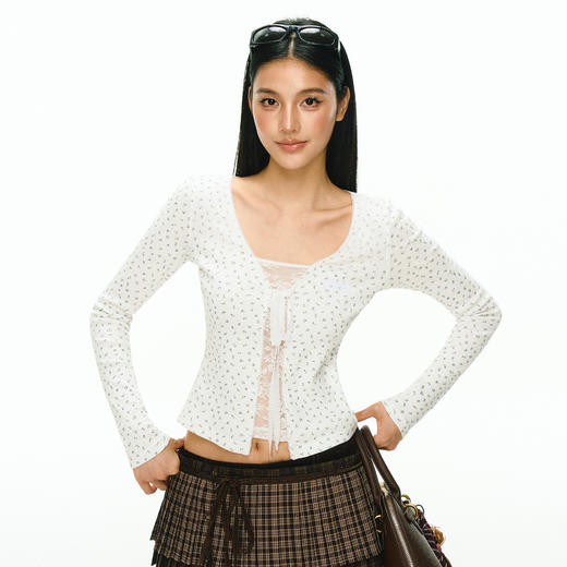 Ariseism 美式复古波点假两件长袖T恤女春季新款上衣 商品图2