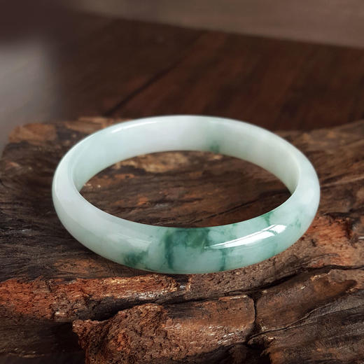 【天然正品】A货翡翠天然细腻飘蓝花糯种56.5号翡翠手镯030425AH65 商品图4