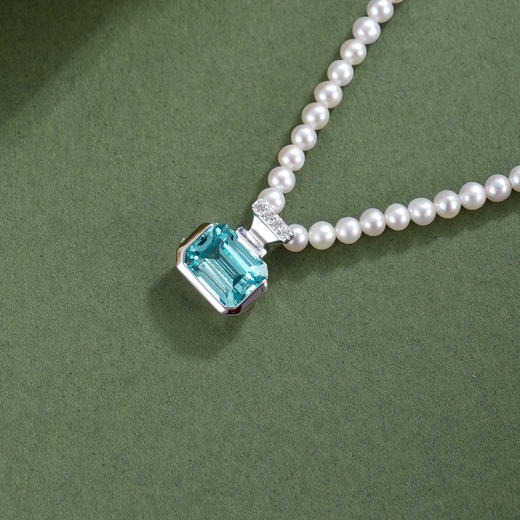 子佩集【蔚蓝序章】银S925珍珠惜王妃项链【ZZXL012】2.8mm珠蓝方块2601 商品图1