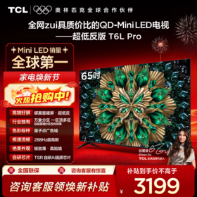 TCL电视 65T6L Pro 65英寸 QD-Mini LED 蝶翼星曜屏 万象分区 绚彩XDR 1100nits 超薄电视