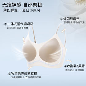 官网299~U家爆闪细肩带无痕文胸透气冰丝U型美背内衣隐形软支撑收副乳防下垂