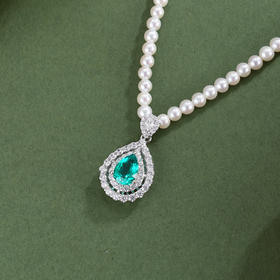 子佩集【碧海诗篇】银S925珍珠惜王妃项链【ZZXL025】2.8mm珠绿水滴2601