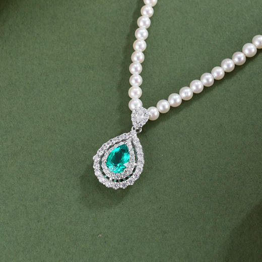 子佩集【碧海诗篇】银S925珍珠惜王妃项链【ZZXL025】2.8mm珠绿水滴2601 商品图0