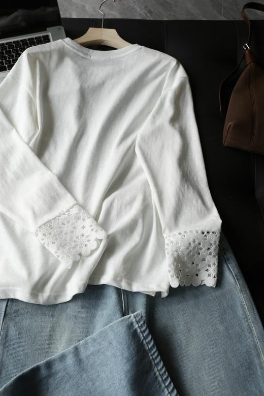 温柔到骨子里的拼接蕾丝法式白T 商品图10