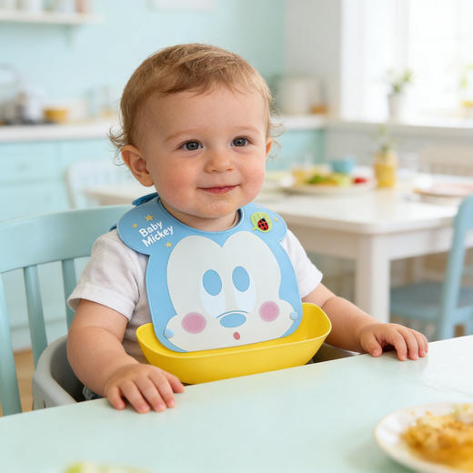 日本锦化成Nishiki迪士尼米奇婴幼儿围兜 立体口袋防水围嘴 商品图1