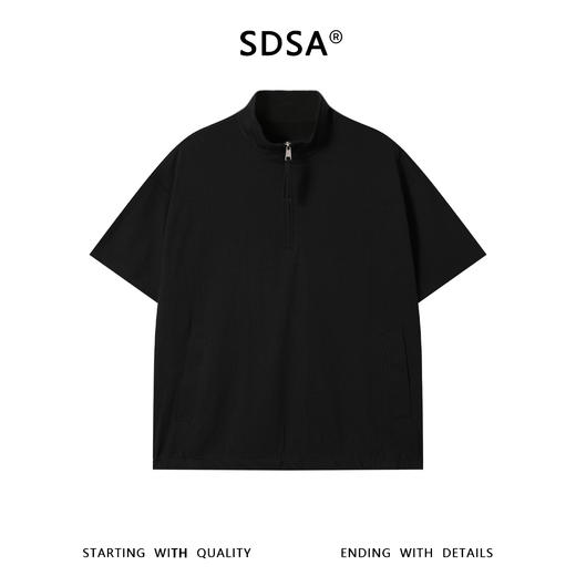 SDSA男装2026新款轻奢韩版半拉链立领短袖T恤百搭下摆松紧设计 商品图0