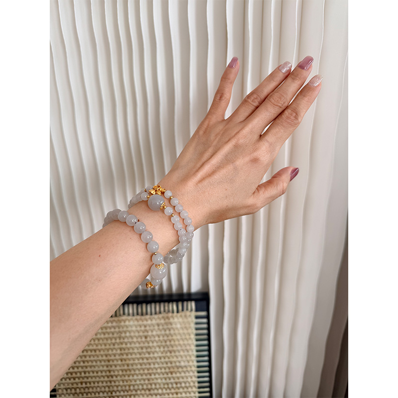 【非质量问题不退换】知玉.岁安 和田玉手串长款+短款组合 烟紫色+晴水温润灵动【配有证书】