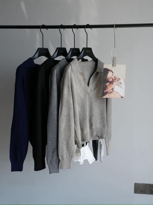 老钱风Polo领慵懒休闲V领针织衫春天的标配 商品图14