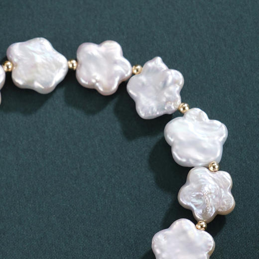 子佩集【花海相逢】珍珠惜王妃手链【ZZSL023】11.5mm扁珠镀金巴洛克五瓣花2601 商品图1