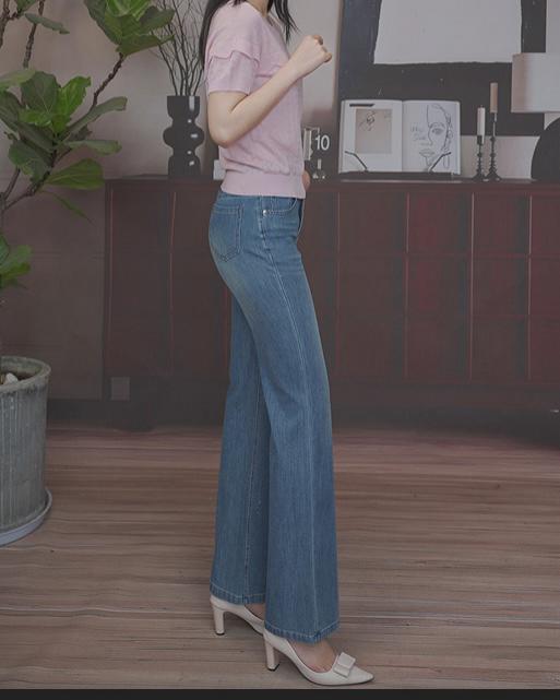 司歌弹力薄微喇叭牛仔长裤夏女显瘦显高D93G8823 商品图1