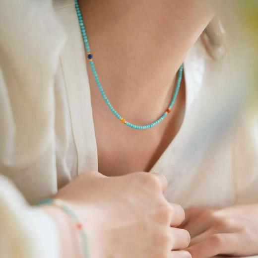 六鑫珠宝 2026新中式天然水晶国风蓝绿松石南红多宝项链 商品图1