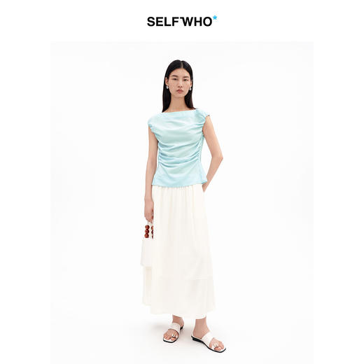 SELFWHO桑蚕丝混纺经典松紧腰a字半身裙女2026夏季新款小个子半裙 商品图3