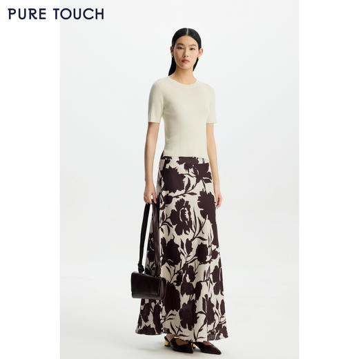 PURE TOUCH女装 26春夏新款圆领短袖针织衫弹力修身半袖百搭上衣 商品图3