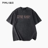 PINLI品立2026夏季新款青年字母压胶圆领落肩袖短袖T恤上衣潮牌男BG262111511 商品缩略图1
