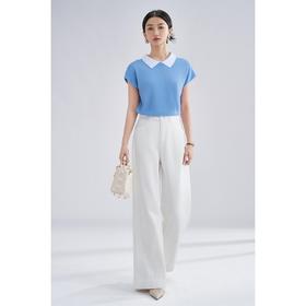 米思阳新款撞色娃娃针织T恤阔腿垂感休闲裤两件套女5Z25BG4074