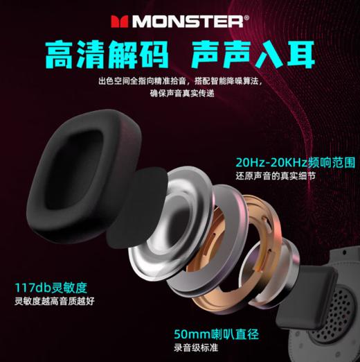 魔声（Monster）MQH09蓝牙耳机头戴式无线游戏电竞专业2.4无延迟ai降噪超长续航 商品图5