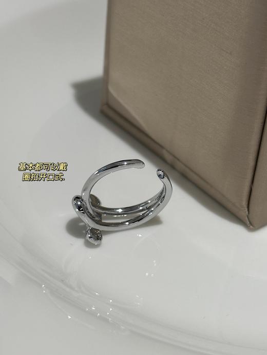 ATEL**O 设计师款马蹄开口式 铜镀白金戒指 商品图4