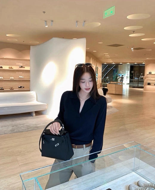 老钱风Polo领慵懒休闲V领针织衫春天的标配 商品图11