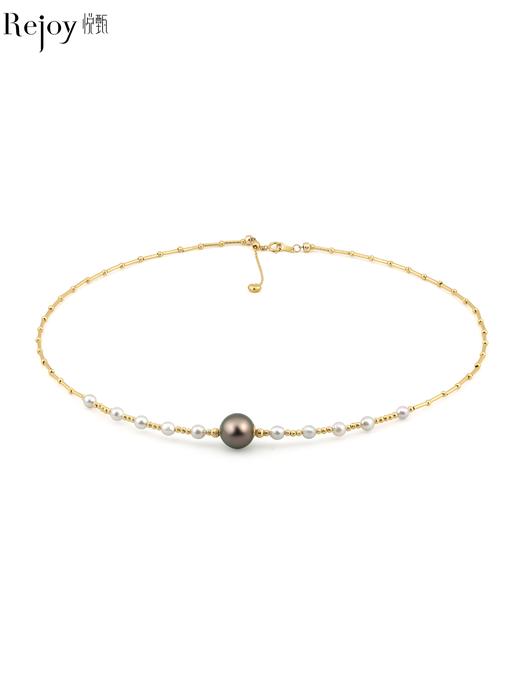 【挚友限定】竹节-18k金akoya/大溪地铂金灰珍珠项链 4-11mm 商品图0