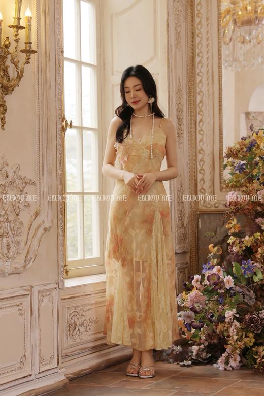 【门店同款】ENJOY夏季橘粉晚樱拼蕾丝吊带裙 170796380 商品图4