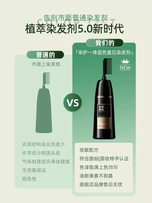 植护染发梳#黑发植物萃取，持久遮盖白发，自然黑/黑茶/奶茶栗棕 商品图1