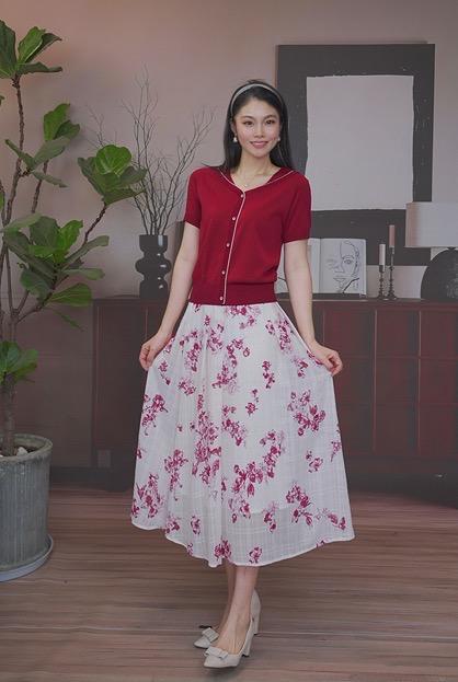 司歌针织衫轻薄透气收腰上衣v领夏女天丝G93G3951 商品图3