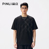PINLI品立2026夏季新款男士几何图形烫钻圆领落肩短袖T恤上衣潮牌BG262111505 商品缩略图0