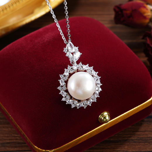 子佩集【缪斯光环】银S925珍珠惜王妃套链【P2571A】12mm珠双色太阳花2601 商品图1