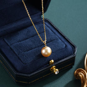 子佩集【璨若骄阳】G18K珍珠惜王妃吊坠【JQH003】10mm珠海水珠金色吊球镀金（不含链）2601