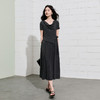 三彩2026夏季新款假两件连衣裙收腰A字裙荡领长裙S 商品缩略图2