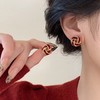 Oflye潮流饰品  法式复古酒红色同心结银针耳钉女秋冬新款小众轻奢耳环耳饰 商品缩略图0