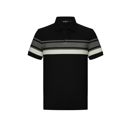 【桑蚕丝】德鲨黑色短袖POLO衫男青年2026夏新款条纹撞色翻领T恤 商品图4