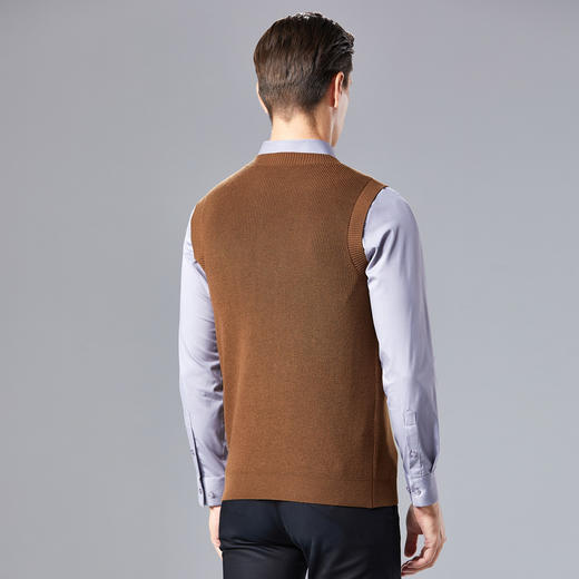 安东尼奥A&N 【元宝针】秋季纯色百搭打底羊毛马甲针织毛衣男套头无袖弹力背心3978871 商品图3