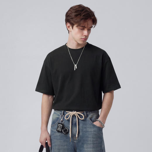 【100%棉】圣得西男士短袖t恤2026新款春季简约日常休闲圆领上衣 商品图11