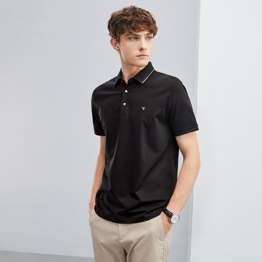 柒牌含桑蚕丝短袖Polo衫男夏季新款凉感百搭舒适男士翻领T恤	124T70590 商品图4