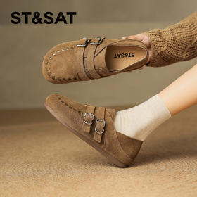 星期六26春新款复古美拉德双扣百搭勃肯鞋SSE1112C5R