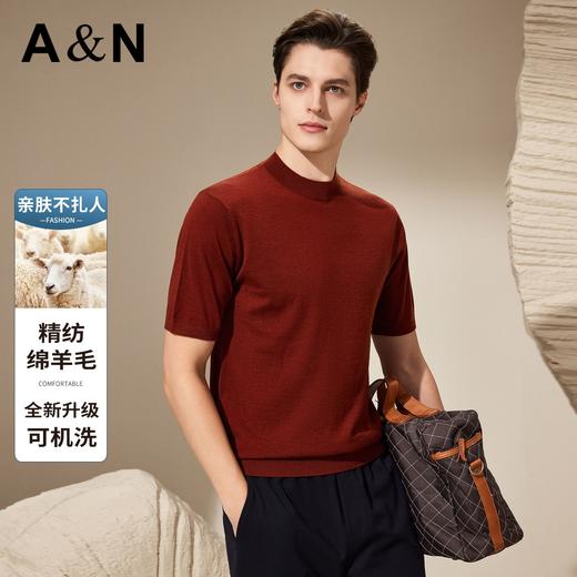 安东尼奥A&N 【精纺绵羊毛 多色可选】亲肤不扎短袖T恤男简约百搭半袖打底衫6237740 商品图0