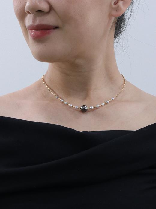 【挚友限定】竹节-18k金akoya/大溪地铂金灰珍珠项链 4-11mm 商品图1