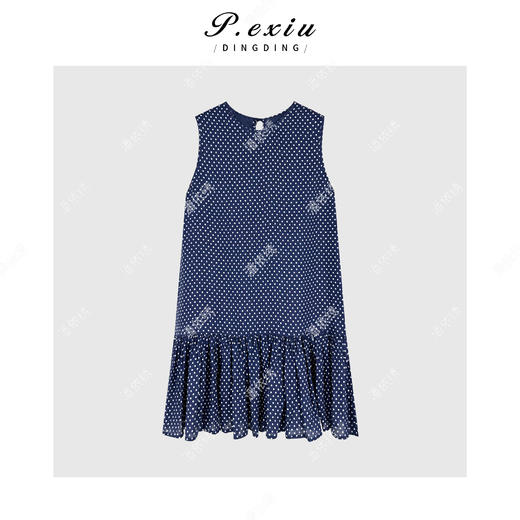 03-5潘依绣丁丁宠粉【海岛季风】100%亚麻复古波点背心连衣裙W-63070 商品图1