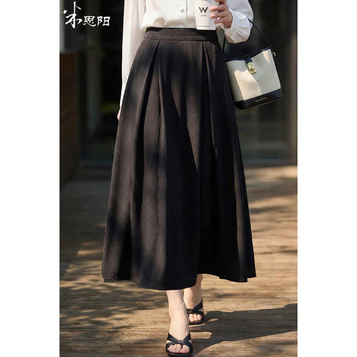 米思阳2026春新款优雅压褶大摆裙伞裙通勤百搭高腰半身裙女4334 商品图1