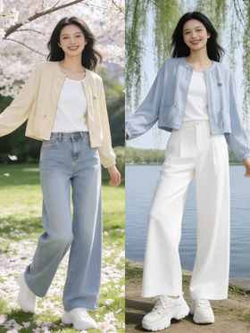 641029春上新 时尚短款圆领外套