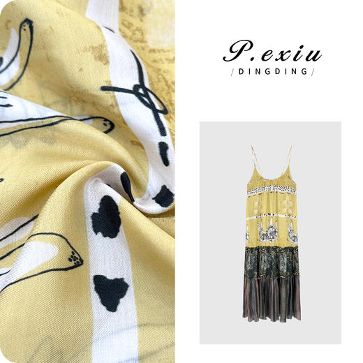 潘依绣丁丁宠粉设计风定位印花吊带连衣裙 Q8899 商品图0