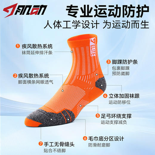 🔥517肌动疾风竞速马拉松专业跑步袜子男女款毛巾底徒步越野运动袜中筒 商品图3