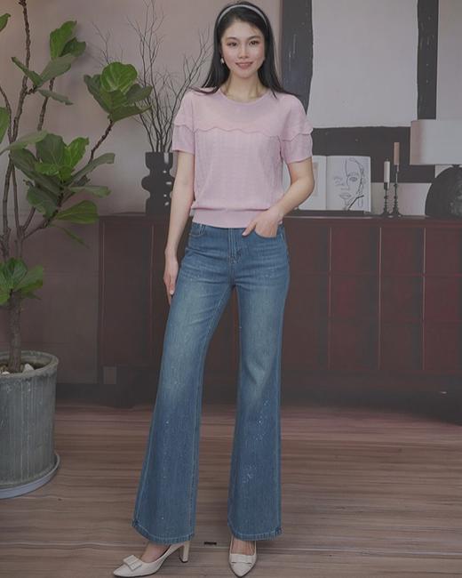 司歌弹力薄微喇叭牛仔长裤夏女显瘦显高D93G8823 商品图2