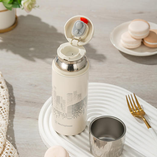 西屋 铭仕钢盖保温杯素雅白450mL WB453-CNW 商品图3